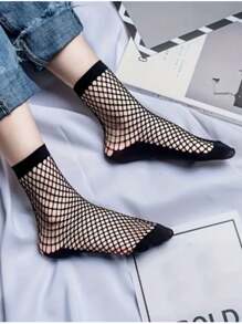 Kit 2 's Fishnet Stockings Thin Carnival Stockings - 黑色 - 查看 1