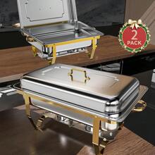 2PCS/4PCS Hot Pot Buffet Set, 8QT Premium Hot Pot Buffet, Hot Pot And Self-Service Heater Set, Rolled Edge Design, Will Not Scratch Hands, Suitable For Birthdays, Weddings, Christmas Parties, New Year Celebrations