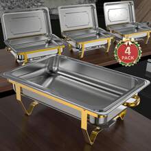 2PCS/4PCS Hot Pot Buffet Set, 8QT Premium Hot Pot Buffet, Hot Pot And Self-Service Heater Set, Rolled Edge Design, Will Not Scratch Hands, Suitable For Birthdays, Weddings, Christmas Parties, New Year Celebrations