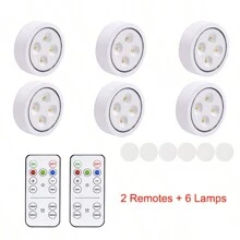 3/6 Pcs LED Puck Lights With Wireless Remote Battery Operated Night Lights Push Lights Spotlight Cabinet Kitchen Under Counter Lighting Ambient Lights For Wardrobe Bedroom - White - View 13