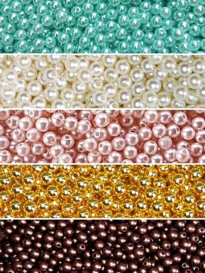 Kit 500 Miçangas 5 cores Pérolas 6mm c/ Furo Missanga Bijuteria e Artesanato