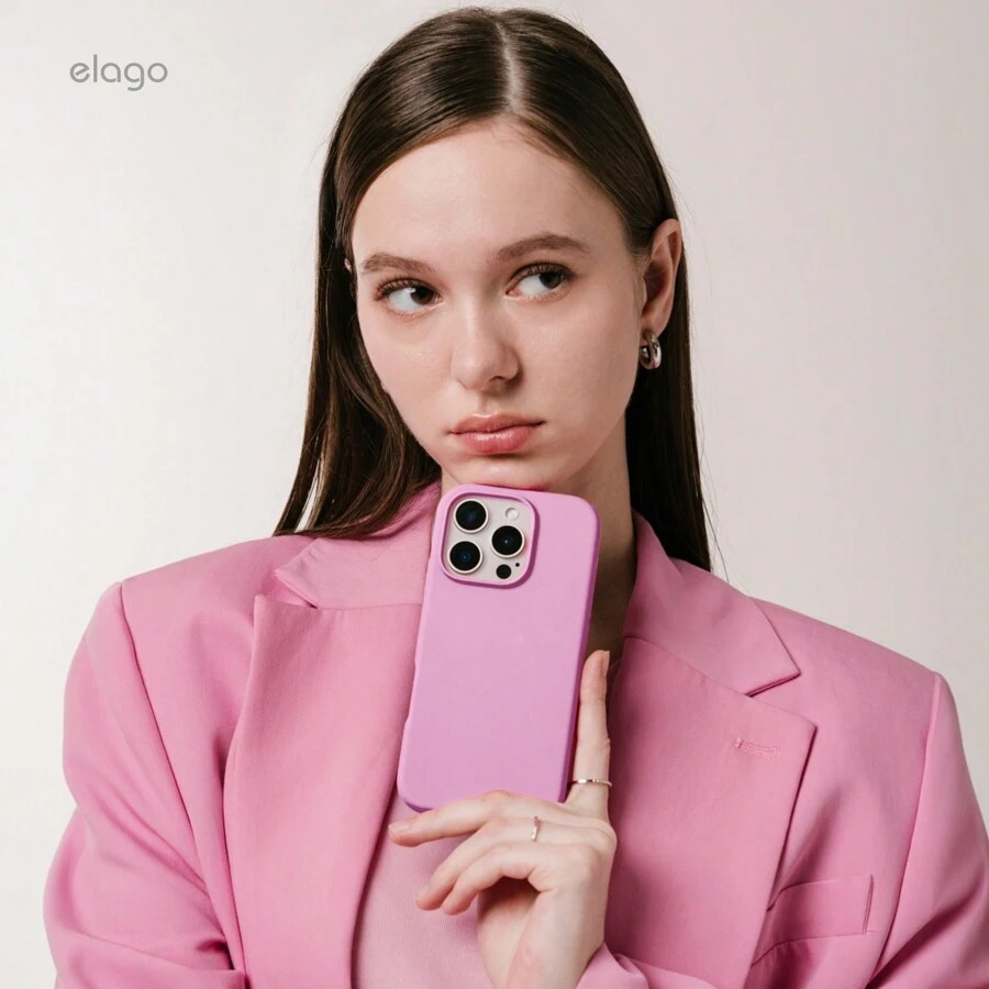 Elago Premium Silicone Phone Case For Iphone For 16 Pro Max Plus - Shockproof, Drop Resistant, Soft Grip, Scratch Resistant, Slim Fit, Micro Cloth Lining, Premium, Sophisticated, Minimalist, Luxury Soft Silicone, Phone Back Cover, Pink, Cute, Multi-Colors, Lens Protective, Gift For Birthday, Mother, Family, Friends, Boyfriend, Girlfriend - Hot Pink - View 1