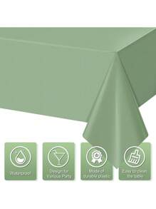 1/3/6pcs Sage Green Plastic Tablecloths For Rectangle Tables, Light Green Disposable Tablecloth, Waterproof Sage Green Table Cover For Birthday Bridal Wedding Party Decorations, 54 X 108Inch - Green - View 3