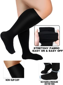 加大码压缩袜，女士最佳支撑防滑特大码，适合旅行、长途飞行，尺码 5XL-7XL，圣诞礼物，送给朋友、母亲、父亲、教母，也适合工作、运动、健身、跑步、徒步、骑行等场合。 - 彩色 - 查看 4