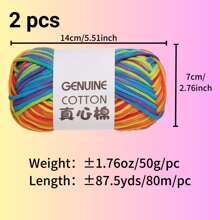 2 件/套渐变染色纱线，2*50 克粗针织纱线，适用于 DIY 围巾、帽子、包包、工艺品 - 彩色 - 查看 2