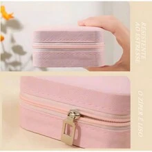 Portable Travel Jewelry Box Storage Bag Ring Necklace Gift - HỒNG NHẸ - Xem 2