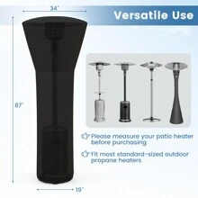 Lifezeal Patio Standing Propane Heater Cover Waterproof W/Zipper And Bag Black/ Beige - Black - View 2