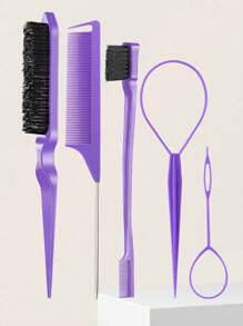 1/3/5/6 stuks haarstylingkamset met topsy tail-tool, plaagborstel, rattenkam voor vrouwen haarstyling voor vrouwen, controle op pluizig haar en randkammen