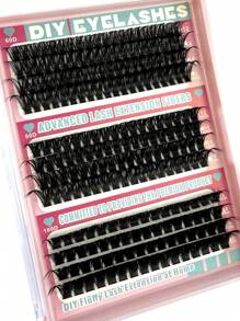 HBZGTLAD 12 paires de faux cils 60+80+100D thermo-soudés, 216 amas de cils segmentés à courbure C/D, cils fins de 0,07 mm, cils en fourrure de vison thermo-soudés de longueur mixte 12-18 mm, cils individuels frisés 3D à la russe, cils noirs de maquillage