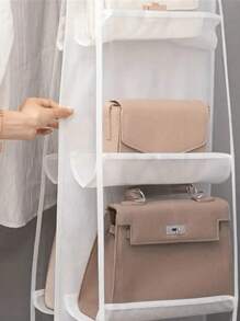 1 pieza, Organizador colgante para bolsos y carteras con 6/8 bolsillos, estantería colgante transparente para almacenar y organizar carteras, bolsos, ropa, pantalones, zapatos, faldas y decoración del dormitorio.