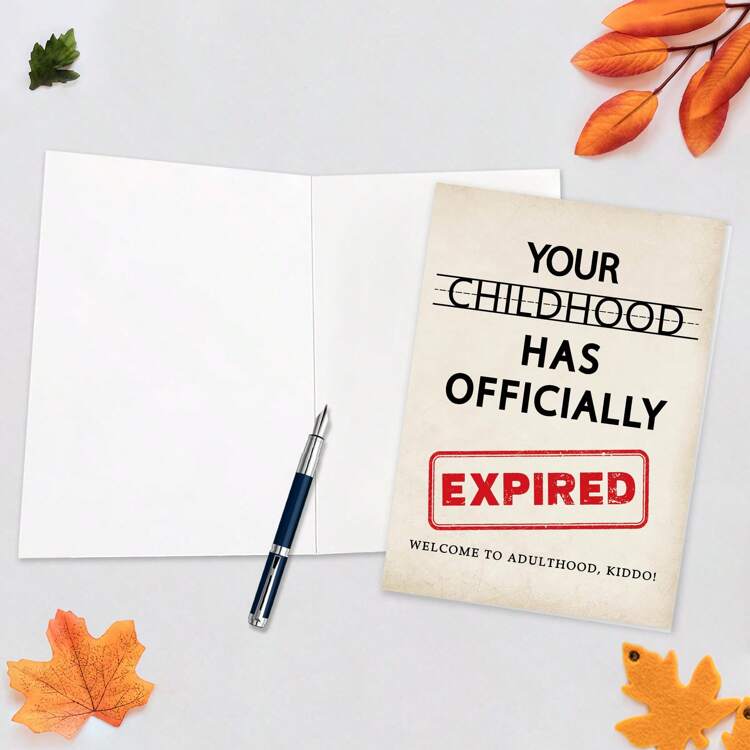 1pc, Funny 18th Birthday Card For Him Her, Rude 18 Year Old Birthday Card, Special Birthday Gift For 18 Year-Old Son Daughter Best Friend Adult ( Has Expired),Back To School,School Supplies - Beige - View 4