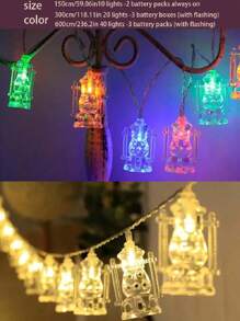 1 pieza Luces de cadena con diseño de estrella, nuevas luces de hadas LED, pequeña luz nocturna para tienda de campaña, decoración de fiesta al aire libre (baterías no incluidas) - Multicolor - Ver 9