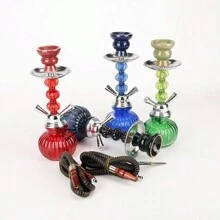 Hookah Set With Everything - Pink Hookah Set 2 Hose Hookah –12" Mini Hookah 2 Hose Hookah Set With 50x Foil 50x Tips 2x Hookah Hose Tongs - Hookah Kit