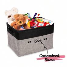 1PC Spersonalizowane niestandardowe pudełko do przechowywania dla chłopców i dziewcząt, spersonalizowane haftowane imię pojemnik na zabawki z uchwytami, organizer do przechowywania zabawek, składany kosz do przechowywania, prostokątny pojemnik na zabawki, ubrania, książki