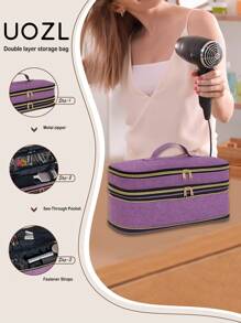 Hair Dryer Travel Carrying Case Dual-Layer, Slim Expandable Handheld Travel Storage Bag, Curling Iron Storage Bag For Dryer/Hair Tool Organizer/Style Organizer(Blue) Bag,Room Decor, Bags,Makeup Bag,Vanity,Travel,Make Up Bag,Travel Essentials,Organizer,Storage,Travel Essential,Makeup Organizer,Makeup Bags,Make Up Organizer,Organiser,Toiletry Bag,Desk Organiser,Cosmetic Bag,Makeup Pouch,Make Up Organize,Vanity Accessories,Make Up Pouch,Make Up Bags