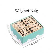 42 Pcs Beechwood Wooden Stamps, Digits, Letters, Geometric Shapes, Simple Basic Stamps For Scrapbooking - one-size - View 2