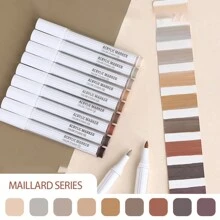9/144pcs Morandi Acrylic Paint Pens Soft Brush Tip, Calligraphy Markers For Lettering, Card Making, Rocks Painting, Wood, Fabric, Canvas, Ceramic, Glass, DIY Art Crafting, School Supplies