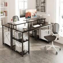 ODK Computer Desk With Shelves 120 X 50 Cm Gaming Desk With Storage Home Office Desk Modern Simple Style PC Desk Stable Workstation Black - Black-120x50cm - View 6