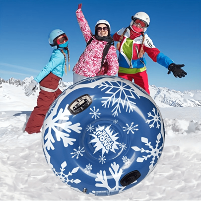 Trineo inflable para adultos, con asas, trineo de PVC resistente para deportes de invierno al aire libre en familia, lavar a mano, adecuado para Navidad, Acción de Gracias, Año Nuevo y uso general - Diseño para pareja