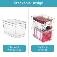 Vtopmart 8 Pack Clear Stackable Storage Bins With Lids, Large Plastic Containers With Handle For Pantry Organization And Storage,Perfect For Kitchen, Fridge, Cabinet, Bathroom Organizer - Trong sáng - Xem 4