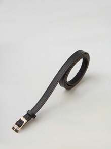 KIT 2 CAROLA Women's Belt Gold Metal Synthetic Leather Minimalist Fashion Blogger Unisex Daily Use Simple Casual 2024 Popularity Beautiful Season Black White Brown Caramel Pink Current Size Stitched Occasional Versatile Decorative Vintage - 普雷托焦糖 - 查看 3