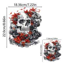 1 件骷髅印花热转印贴片，DIY 适用于男士/女士运动衫、T 恤、衬衫、背包、帽子、枕头等，圣诞礼物