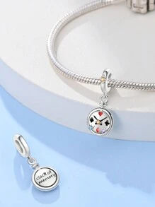 STYFNE 1 pieza Accesorios de vestir de la serie del Día de San Valentín con reina de corazones y picas, carta de póker de corazón, colgante de castillo azul de corazón para manualidades, pequeños regalos diarios para novias y mejores amigas