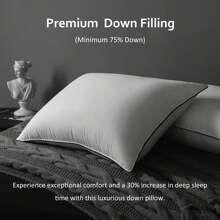 Luxury Goose Down Pillows, Soft And Support 750 Fill Power Down Bed Pillow For Back, Side, Stomach Sleepers, 480 Thread Count 100% Cotton Shell, Bed Pillows