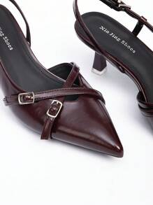 Women Wide Width High Heel Pumps, Fashionable Casual Versatile Commute Mid-Heel Shoes