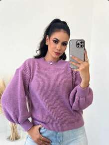 SELINE Women's Elegant Knitted Basic Cold Weather Blouse - 紫丁香色 - 查看 6