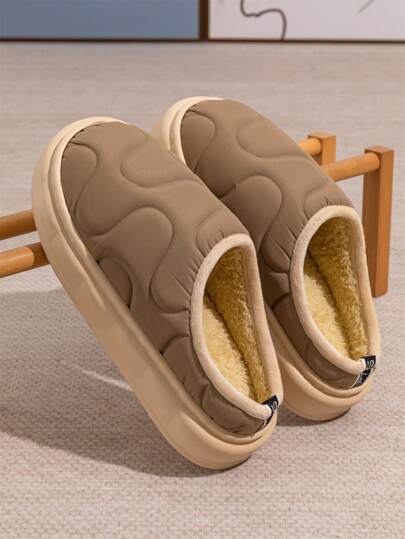 Couples Wave Platform Warm Cloud Slip-On Slippers, Indoor/Outdoor Fashion Loafers For Autumn/Winter