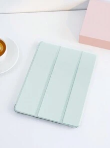 1pc Light Green Solid Pattern Tablet Case, Compatible With IPad 10.2 Inch, IPad Pro 11 2021/2020/10th Gen, IPad Mini 4/5/6, Galaxy Tab A8 10.5 Inch 2022, Matepad 10.4/Tab, With Pencil Slot, Anti-Drop, Tablet Stand Cover - Multicolor - View 2