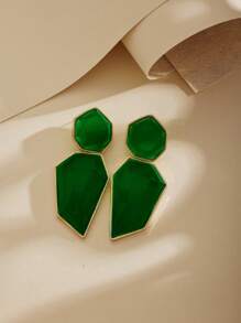 1 Pair 2024 New Exaggerated Geometric Colorful Acrylic & Metal Earrings, Unique Creative Design, Minimalist Style, Versatile For Women Party, Daily Wear, Gift