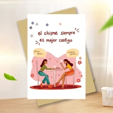 1 pieza Tarjeta de felicitación de amistad en español, regalo de aprecio para la mejor amiga 'Amigue', ideal para expresar gratitud, celebraciones de cumpleaños - 6.3 pulgadas x 4.33 pulgadas, incluye sobre - multicolor - Ver 8