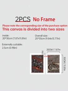 2pcs Motorcycle Print Unframed Painting - Multicolor - View 17