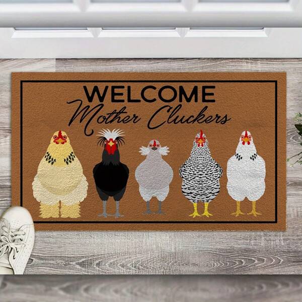1pc 16″*24″ 18″*30″ Funny Mother's Day Gift For Mom Welcome Mother Cluckers Printed Doormat, Chicken Lover Lady Henhouse Outdoor Rug | Welcome Mat
