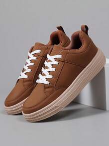 Zapatos para parejas tallas 36-45, zapatos casuales para mujer, tenis para hombre, zapatos planos cómodos para hombre con cordones y suela blanda, calzado ligero de caña baja para uso diario - Amarillo - Ver 5