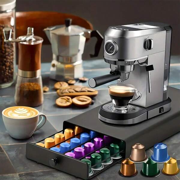 1pc Pot Holder, Dustproof Coffee Capsule Storage Box, Countertop Drawer Coffee Capsule Storage Rack, Suitable For Coffee Shop, Kitchen And Office, Can Accommodate 40 People, Home Organizer And Storage, Home Accessories Back To School