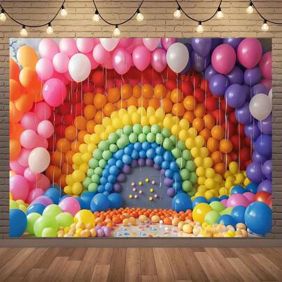Colorful Balloon Arch Background - Multi Functional Party Banner, Suitable For General Celebrations, Photo Booth Backgrounds, Home Decoration, Spring And Summer Events, No Need For Electricity