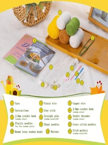 1 set Coaster de girasol Kit de ganchillo, decoración de mesa hecho a mano con instrucciones detalladas