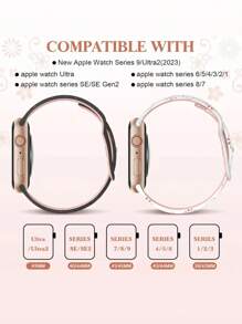 Floral Engraved Bands Compatible With Apple Watch Band 41mm 40mm 44mm 45mm 42mm 38mm 49mm 46mm For Women,Cute Flower Two-Tone Flower Soft Bands Soft Silicone Sport Strap Compatible With IWatch Series SE 11 10 9 8 7 6 5 4 3 2 1 Ultra - Smoky Purple/pink Sand - View 11