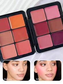 12-Color Creamy Blush Palette Pink To Natural Tone Blusher Rich Color High Pigment Moisturizing Non-Drying Easy To Wear Facial Rouge Professional Contouring Makeup Cosmetics