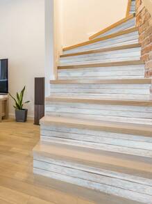 SUPSTICKER 1卷黄橡木纹楼梯贴纸，自粘耐磨PVC材质，即撕即贴，家居装饰美化贴纸，尺寸41.73x6.97英寸，贴纸，墙贴，乙烯基贴纸，家居装饰，春季装饰，焕新家居，Rama装饰贴纸，生日毕业礼物，地板砖，自粘地板砖，即撕即贴地板砖，客厅装饰，卧室装饰，厨房装饰