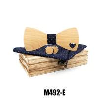 Handcrafted Maple Wooden Bowknot Gift Set - Includes Cufflinks Pocket Square & Gift Box, Perfect For Christmas Gifts, Halloween Decorations, New Year Presents, Weddings, And Party Accessories For Men