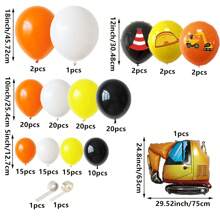 Set de 147 piezas de kit de arco de globos de fiesta de excavadora de ingeniería, globos de látex, globos impresos con elementos de ingeniería negros, naranjas y amarillos, globos de aluminio de excavadora, adecuados para cumpleaños, despedidas de soltero y regalos para adultos