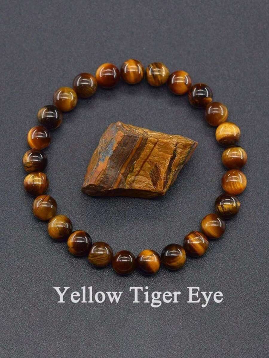Pulseira De Pedra Natural Olho De Tigre De 4 6 8 10 Mm, Pulseira De Contas De Olho De Tigre Para Homens Mulheres, Pulseira De Cura De Ioga, Jóias