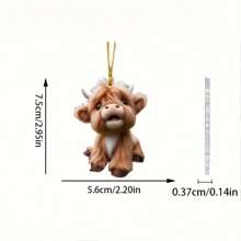 1pc Unique Acrylic Cow Head Car Charm Rearview Mirror Purse Pendant For Parties Holidays 2D Acrylic Christmas Tree Charm, Fashionable Home Decor Pendant Versatile For Car Mirror, Bags Keychains - 1pc - View 2