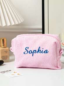 Customized Embroidered Bridesmaid Makeup Bag, Personalized Cosmetic Bag, Travel Makeup Bag, Initial Toiletry Pouch, Bridesmaid Gift, Proposal - Multicolor - View 4