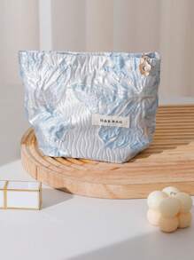 1 件/套 Y2K 时尚蓝百合花朵旅行化妆包形状大容量化妆包化妆包护肤包洗漱包包装立方体，适用于口红、刷子、护肤品、手机、硬币、小物品存放等。 - 藍白色 - 查看 15