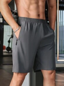 Pantaloncini sportivi casual da uomo, di colore tinta unita, ad asciugatura rapida